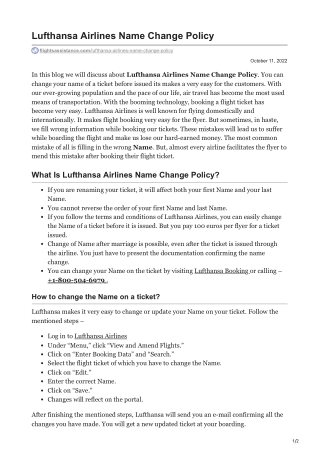 flightsassistance.com-Lufthansa Airlines Name Change Policy