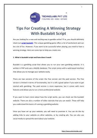 Tips For Creating A Winning Strategy With Bustabit Script
