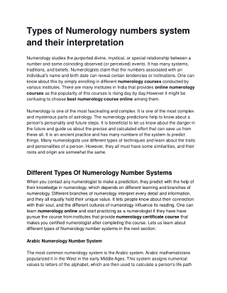 Types of Numerology numbers system and their interpretation