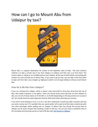 How can I go to Mount Abu from Udaipur by taxi