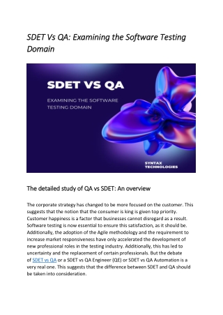 SDET Vs QA pdf