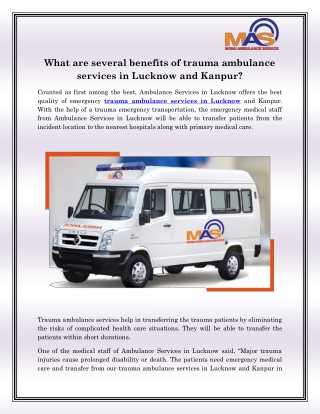 Trauma Ambulance Services In Kanpur