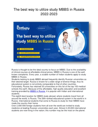 The best way to utilize study MBBS in Russia 2022-2023