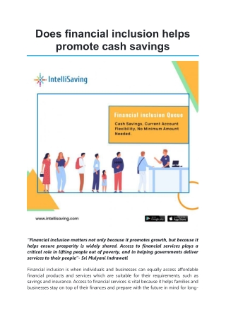 Does financial inclusion helps promote cash savings
