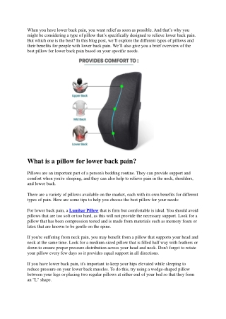 What kind of pillow is best for lower back pain