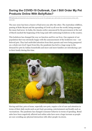 During the COVID-19 Outbreak, Can I Still Order My Pet Products Online With Bell