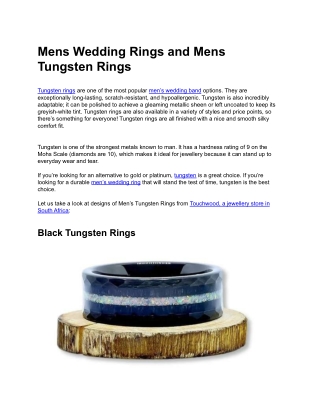 Mens Wedding Rings and Mens Tungsten Rings