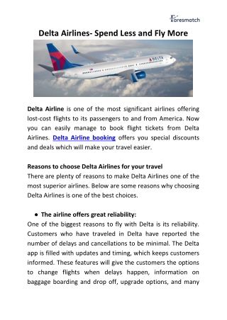 Delta Airlines- Spend Less and Fly More