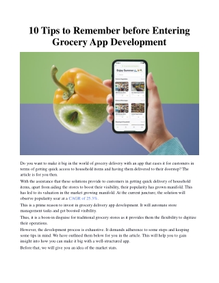 10 Tips to Remember before Entering Grocery App Development