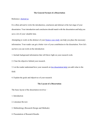 The General Format of a Dissertation