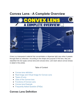 Convex Lens - A Complete Overview