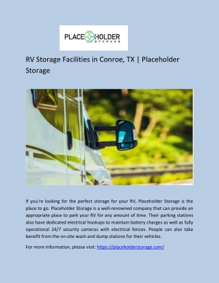 RV Storage Facilities in Conroe, TX - Placeholder Storage