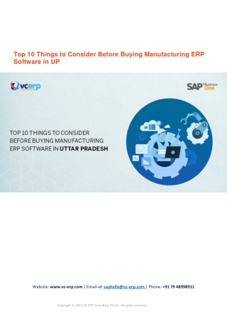 Top 10 Things to Consider Before Buying Manufacturing ERP Software in UP