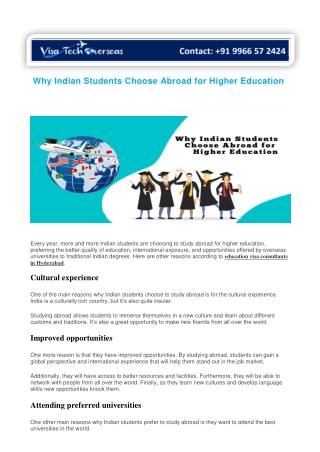 Why Indian Students Choose Abroad for Higher Education