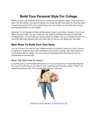 Build Your Personal Style For College