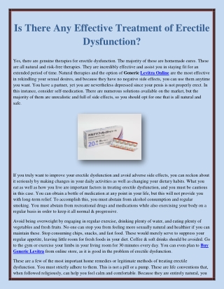 Is There Any Effective Treatment of Erectile Dysfunction?
