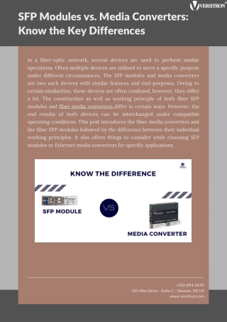 SFP Module Vs Media Converter Know The Key Differences