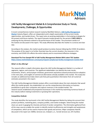 UAE Facility Management Market FY- 2021-2026