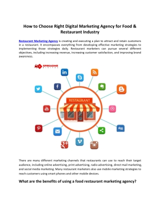 How to Choose Right Digital Marketing Agency for Food &Restaurant Industry