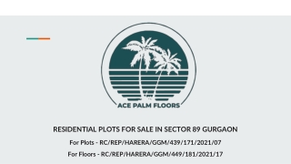 RESIDENTIAL PLOTS FOR SALE IN SECTOR 89 GURGAON - ACE PALM FLOORS
