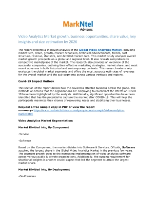 Video Analytics Market Research Report: Forecast (2021-2026)
