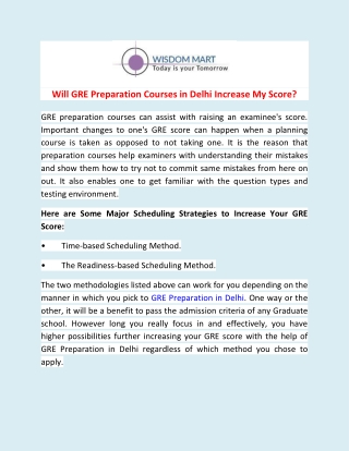 Will GRE Preparation Courses in Delhi Increase My Score?