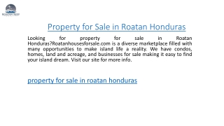 Property for Sale in Roatan Honduras  Roatanhousesforsale.com