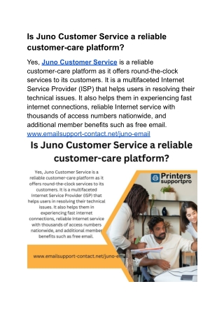 Is Juno Customer Service a reliable customer-care platform?