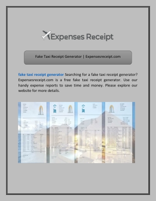 Fake Taxi Receipt Generator | Expensesreceipt.com