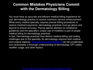 Common Mistakes Physicians Commit with the Dermatology Billing