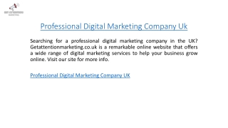 Professional Digital Marketing Company Uk  Getattentionmarketing.co.uk