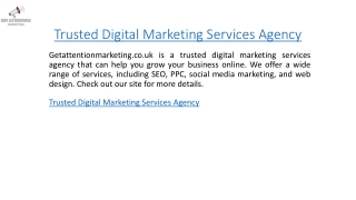 Trusted Digital Marketing Services Agency  Getattentionmarketing.co.uk