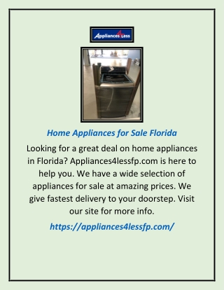 Home Appliances for Sale Florida