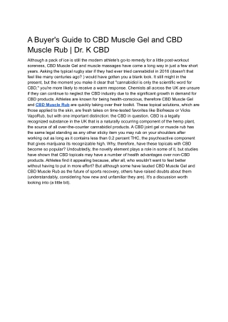 A Buyer's Guide to CBD Muscle Gel and CBD Muscle Rub | Dr. K CBD