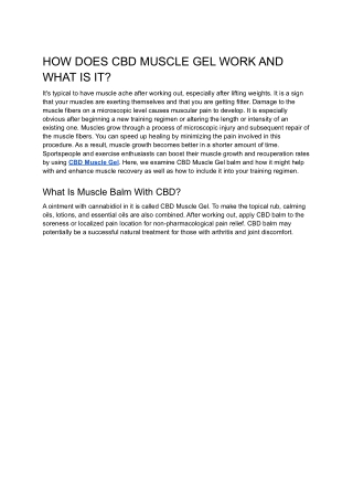 HOW DOES CBD MUSCLE GEL WORK AND WHAT IS IT?