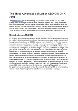 The Three Advantages of Lemon CBD Oil | Dr. K CBD