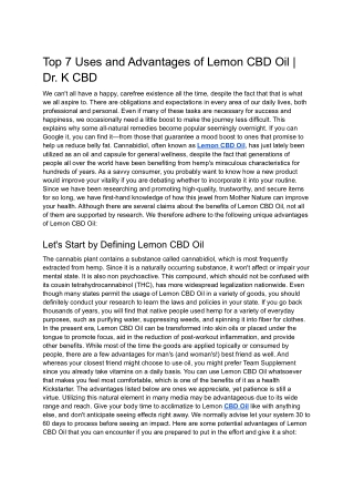 Top 7 Uses and Advantages of Lemon CBD Oil | Dr. K CBD