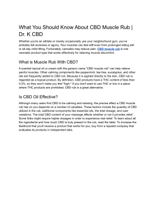 What You Should Know About CBD Muscle Rub | Dr. K CBD