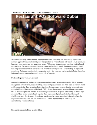 Restaurant POS Software Dubai