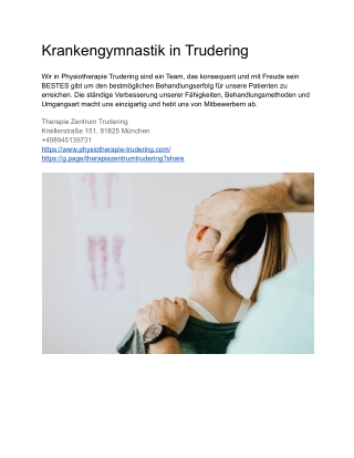 Physiotherapie Trudering - Krankengymnastik München