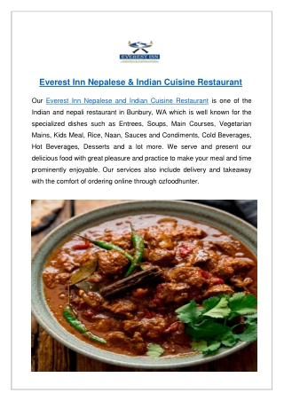 Upto 10% off order - Everest inn Nepalese & Indian menu