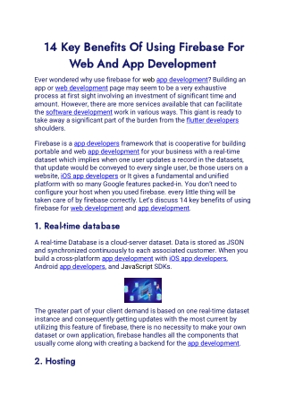 14 Key Benefits Of Using Firebase For Web And App Development