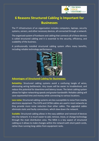 6 Reasons Structured Cabling is Important for Businesses