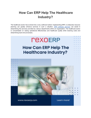 How Can ERP Help The Healthcare Industry