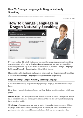 change dragon naturally speaking software language