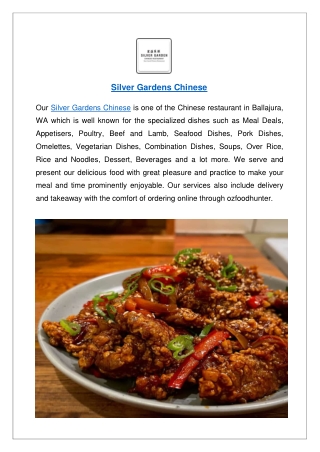 Silver Gardens Chinese menu - Upto 10% offer order now