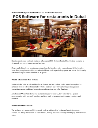 POS Software for restaurants in Dubai