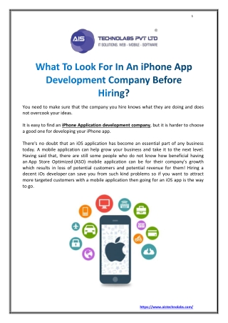 What To Look For In An iPhone App Development Company Before Hiring ?