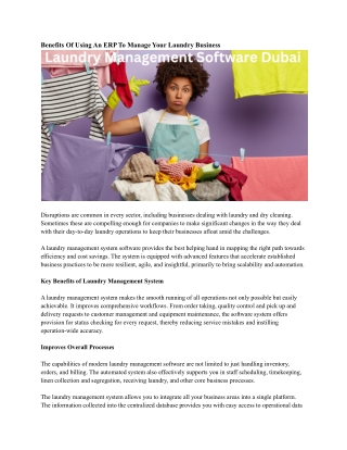 Laundry Management Software Dubai