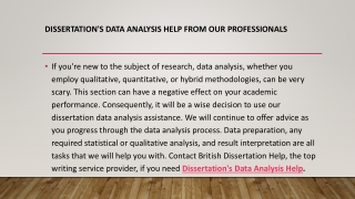 Dissertation's Data Analysis Help from our professionals